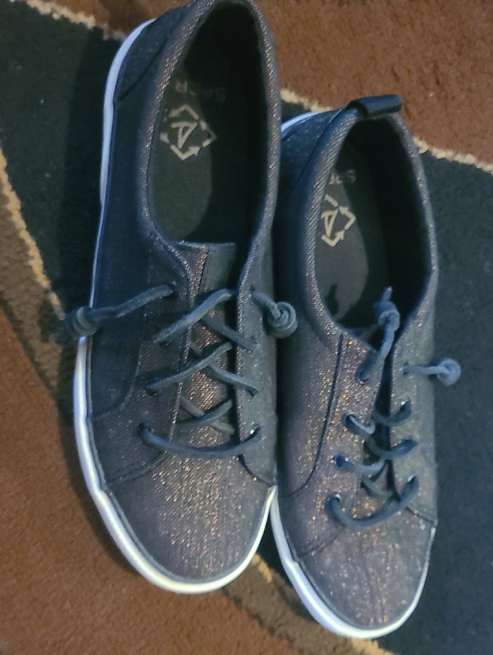 SPERRY Glittery Black Slip-On Sneakers